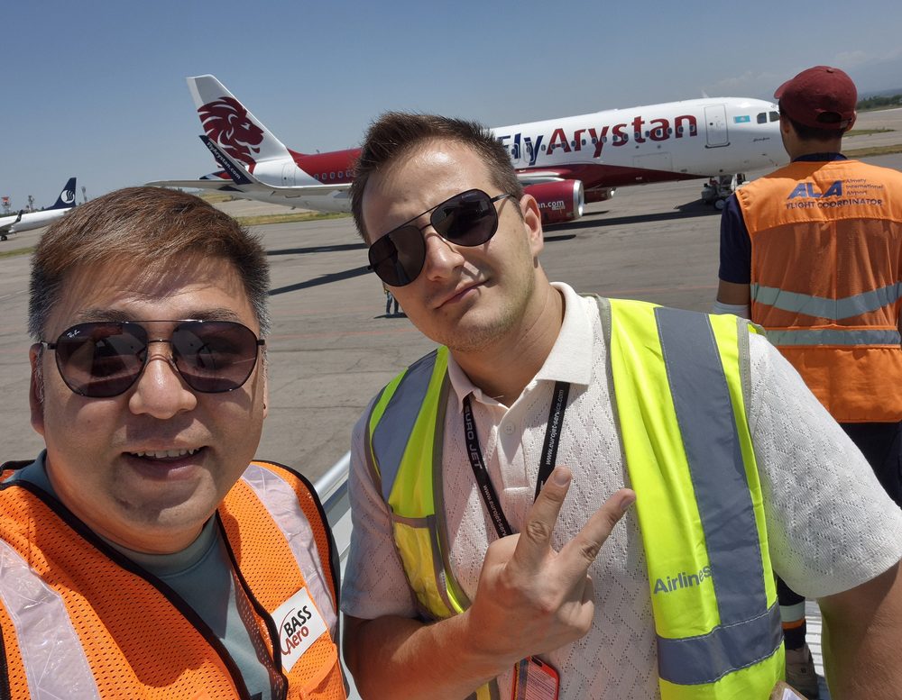 Bass Aero staff coordinating ground handling on an overseas ramp